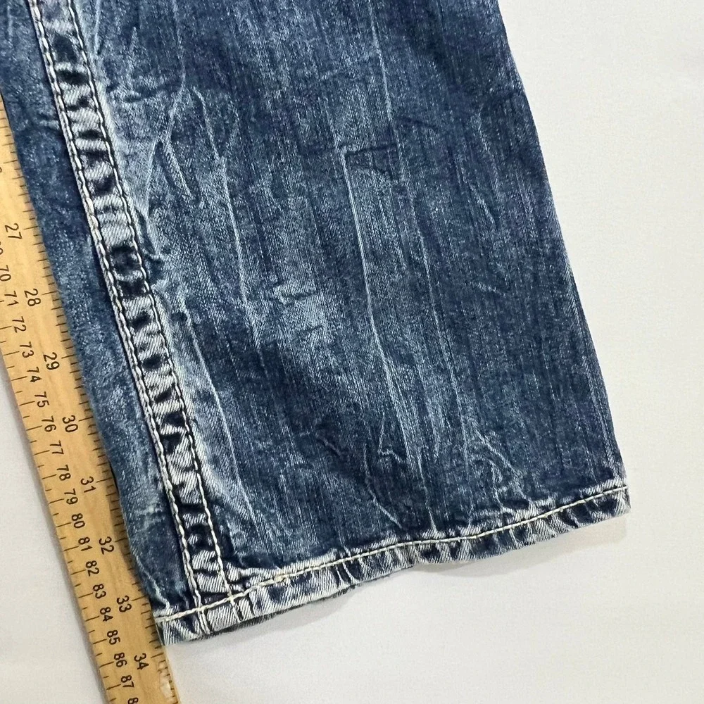 Big Star Liv Bootcut Jeans Distressed Low Rise Blue Denim Womens 27L Fits 29L - Picture 8 of 15